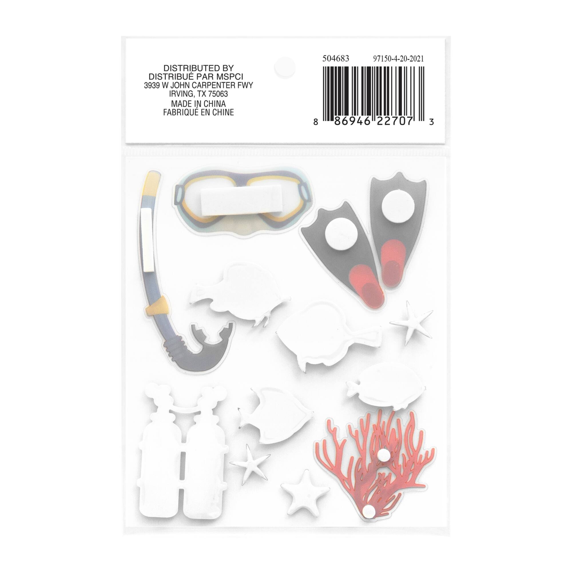 12 Pack: Scuba Puffy 3D Stickers by Recollections™